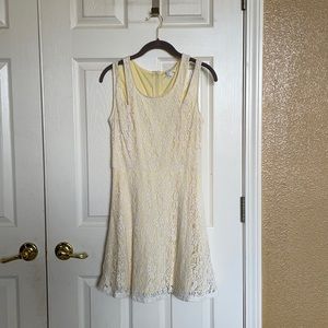 Yellow and white floral lace dress